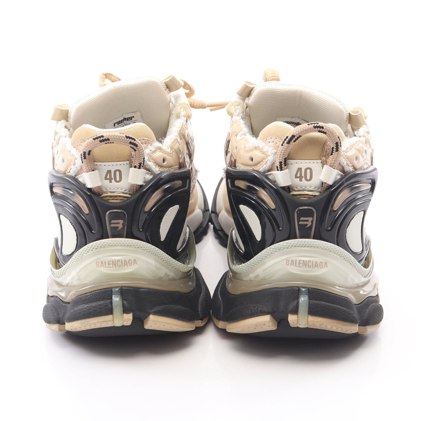 RUNNER ランナー スニーカー ファブリック エナメルレザー オフホワイト ベージュ バレンシアガ シューズ BALENCIAGA