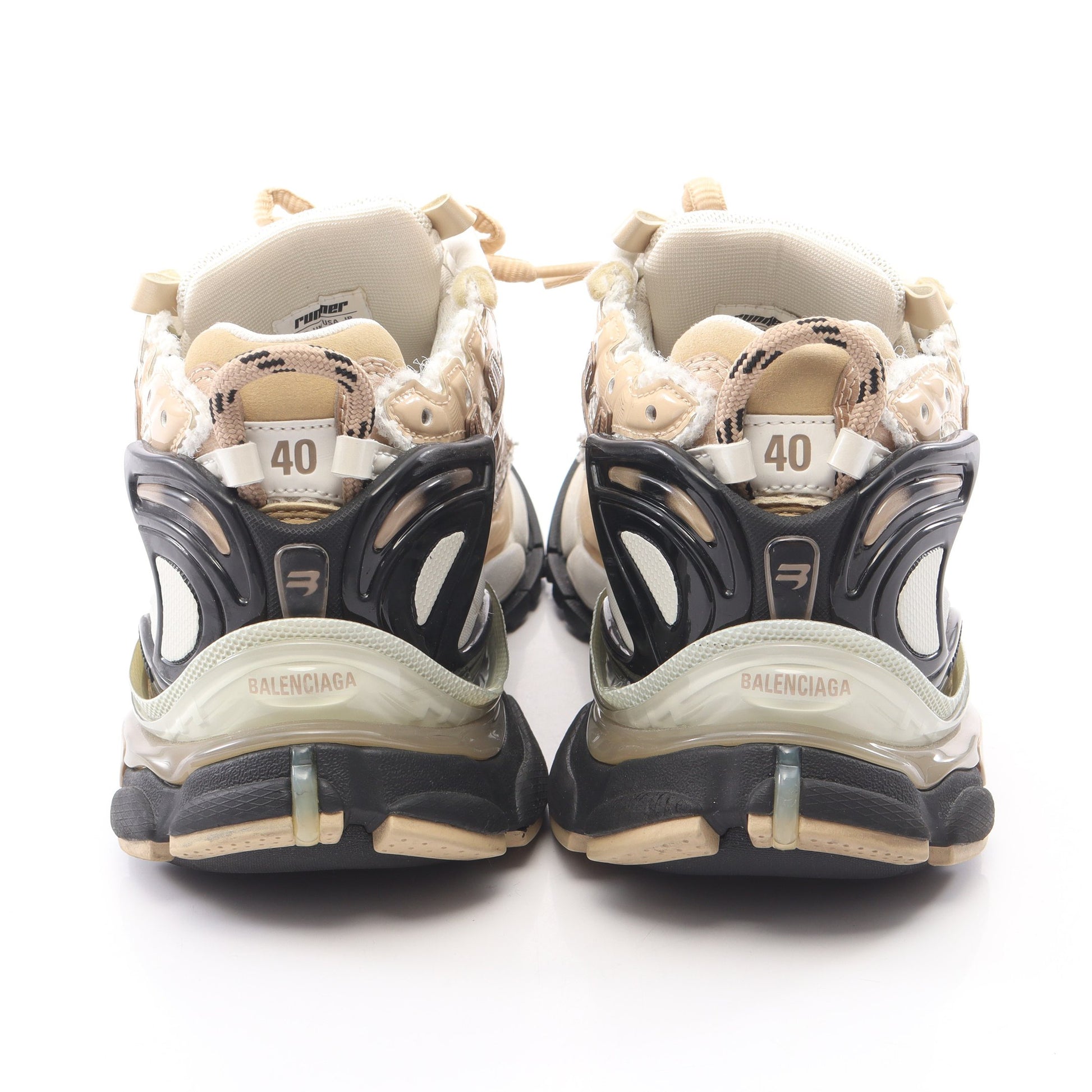 RUNNER ランナー スニーカー ファブリック エナメルレザー オフホワイト ベージュ バレンシアガ シューズ BALENCIAGA