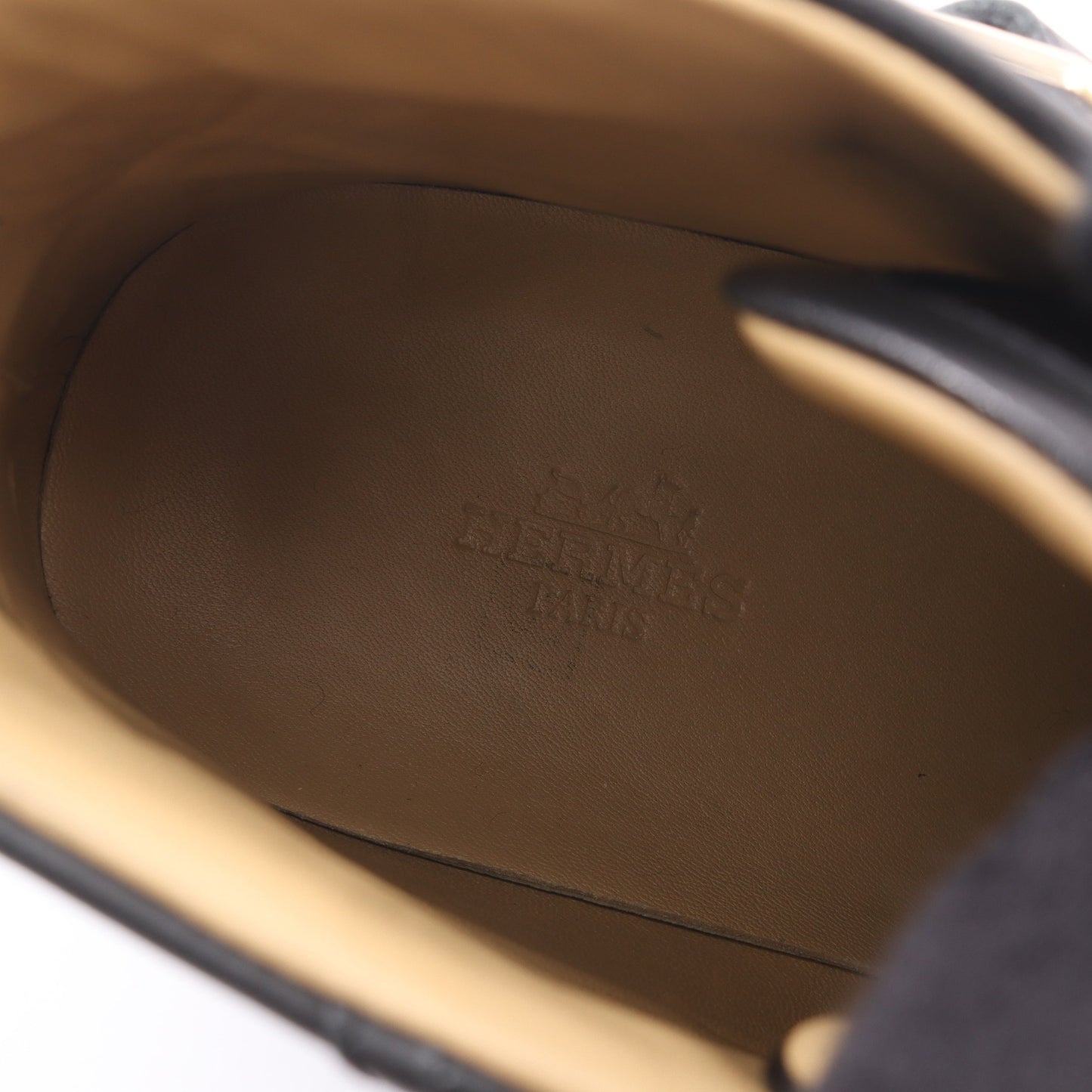 レノックス コリエドシアン スタッズベルト ハイカットスニーカー レザー ブラック ゴールド エルメス シューズ HERMES