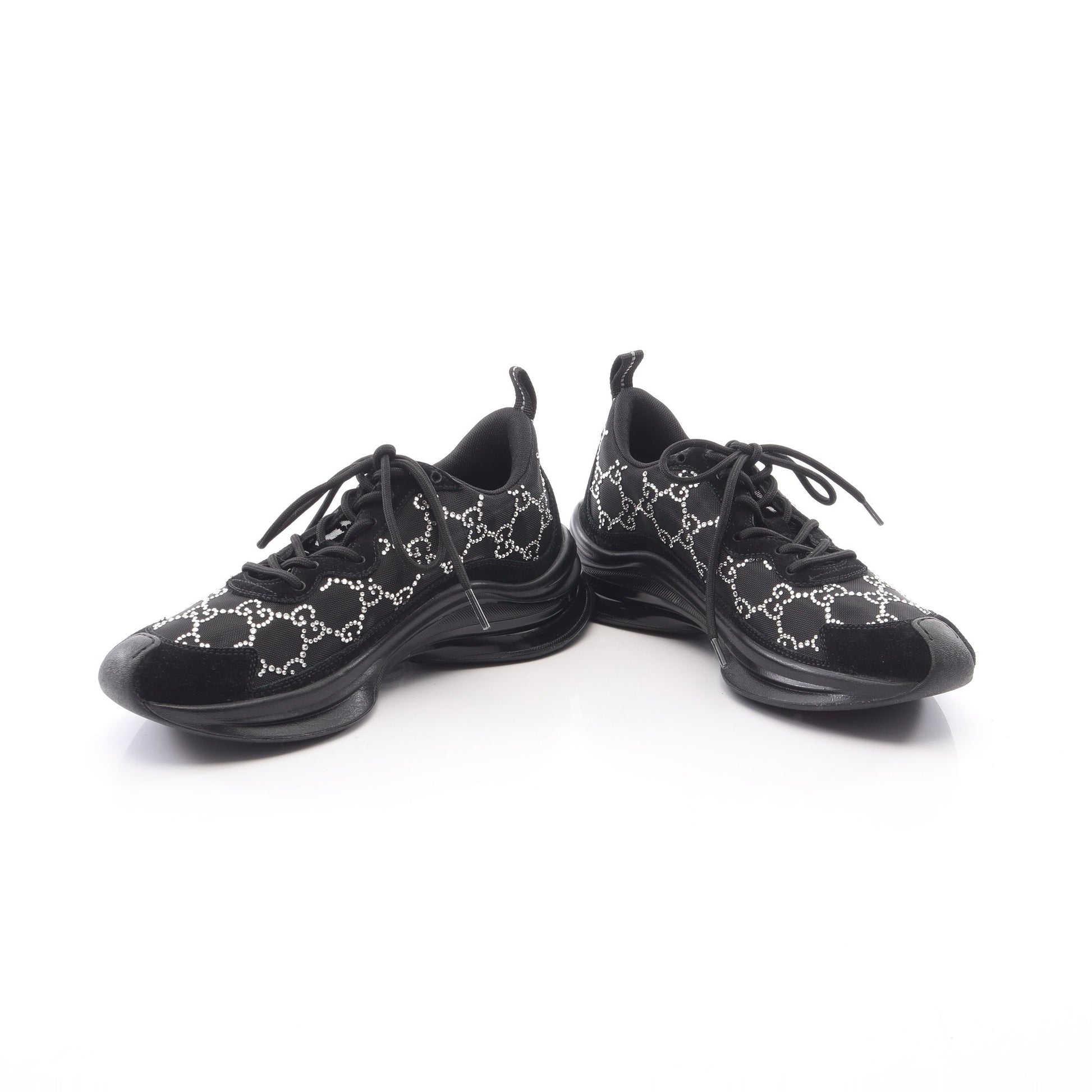 GUCCI RUN GG柄 ラインストーン スニーカー メッシュ スエード ブラック グッチ シューズ GUCCI