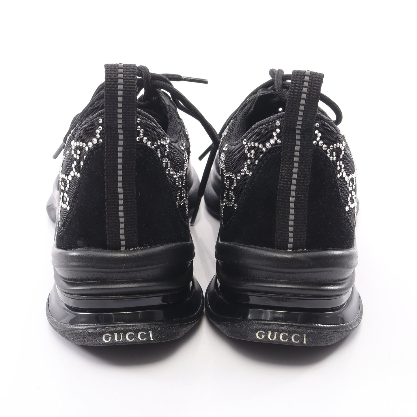 GUCCI RUN GG柄 ラインストーン スニーカー メッシュ スエード ブラック グッチ シューズ GUCCI