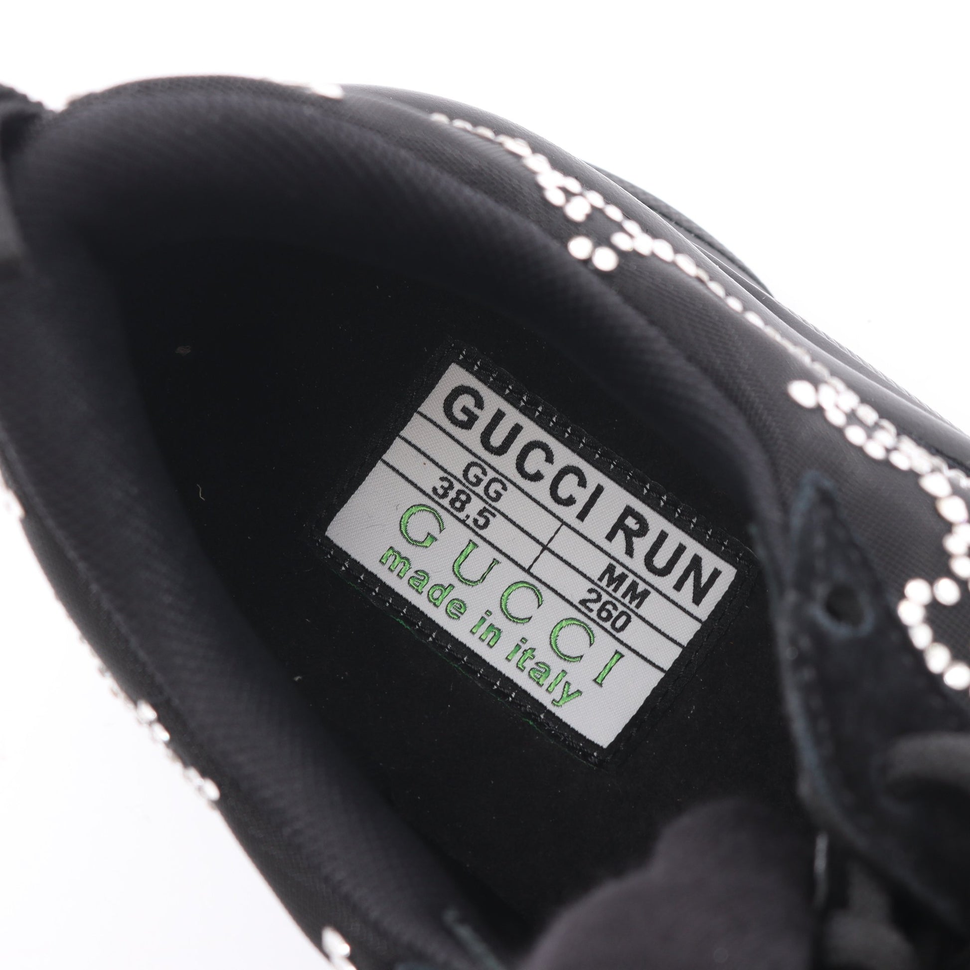 GUCCI RUN GG柄 ラインストーン スニーカー メッシュ スエード ブラック グッチ シューズ GUCCI