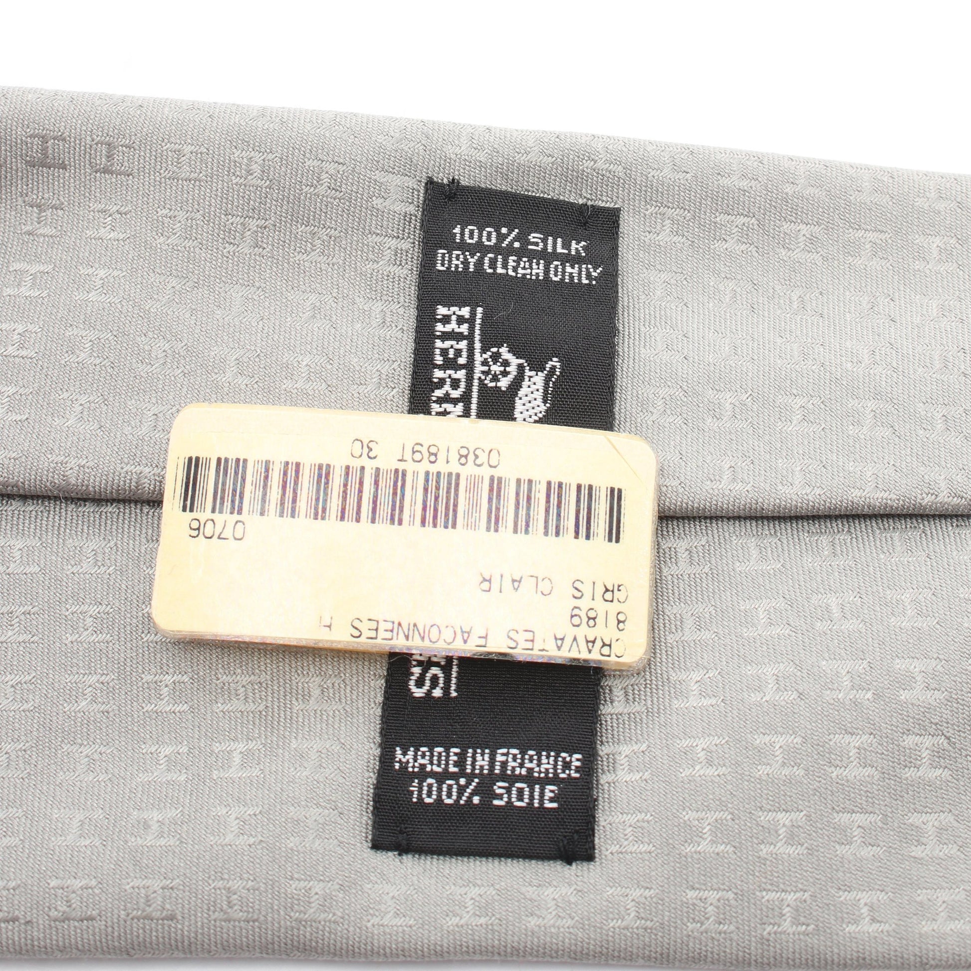 H柄 ネクタイ シルク グレー エルメス 財布・小物 HERMES