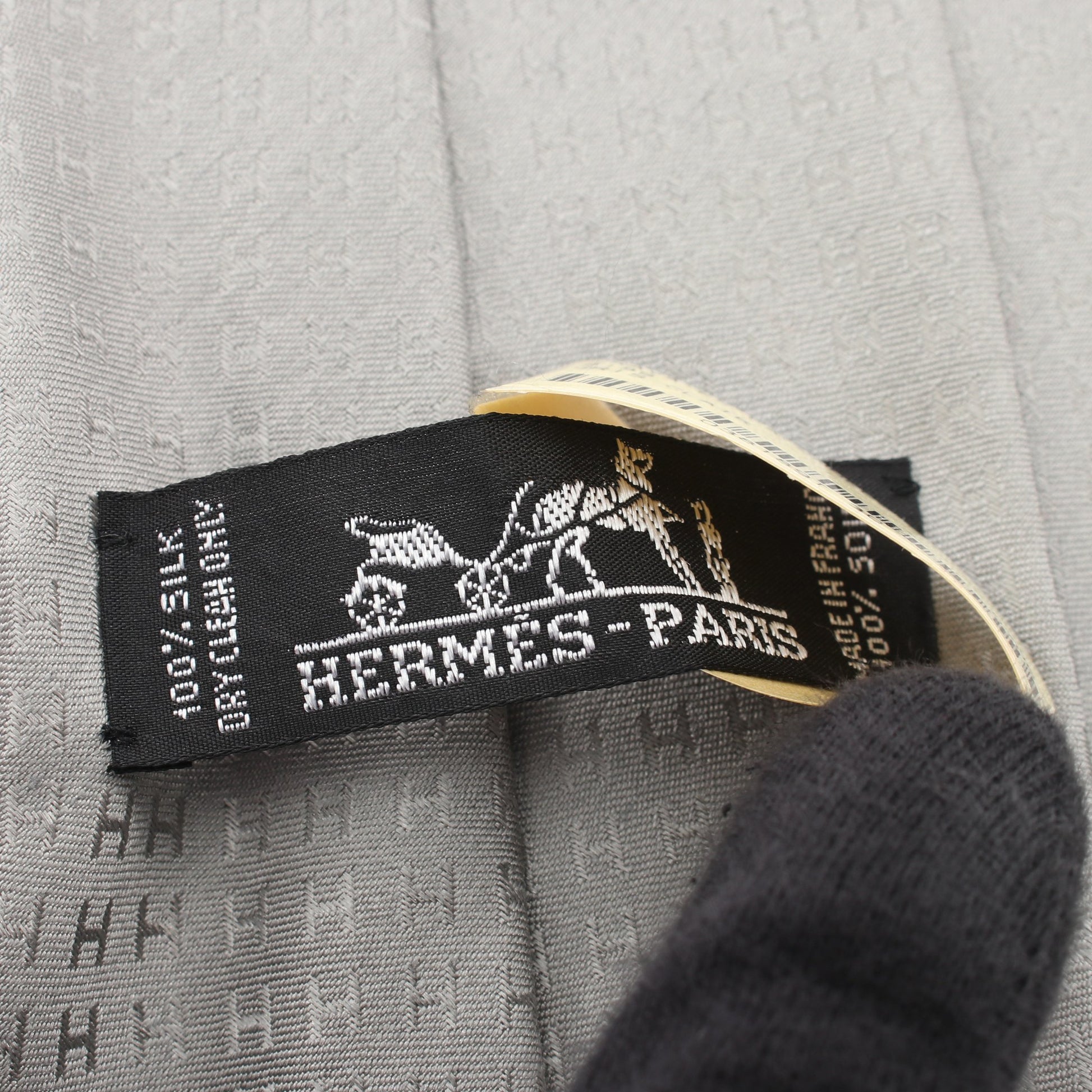 H柄 ネクタイ シルク グレー エルメス 財布・小物 HERMES