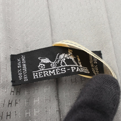H柄 ネクタイ シルク グレー エルメス 財布・小物 HERMES