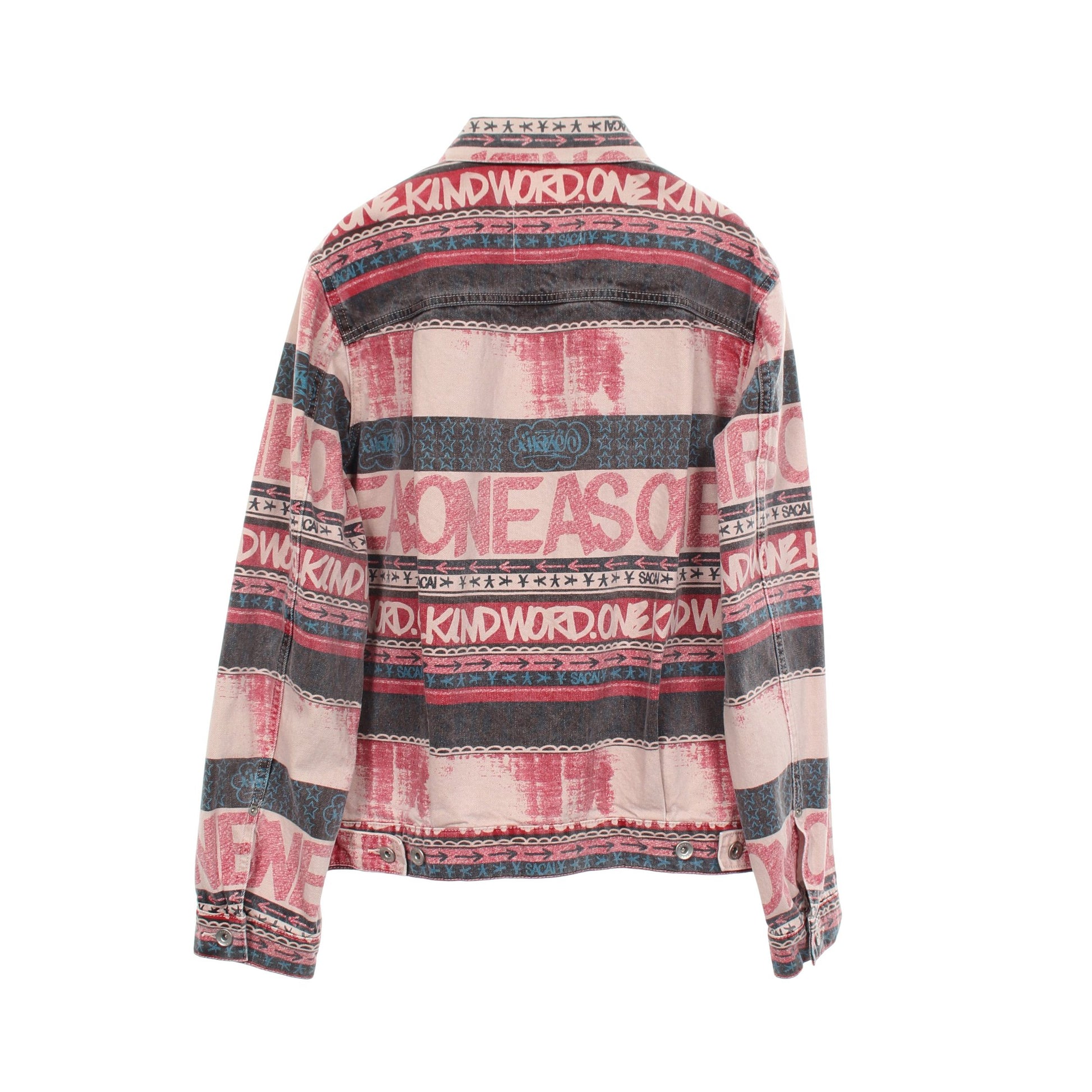 sacai × Eric Haze ヴィンテージ加工 総柄 デニムジャケット コットン ピンク マルチカラー サカイ アウター sacai