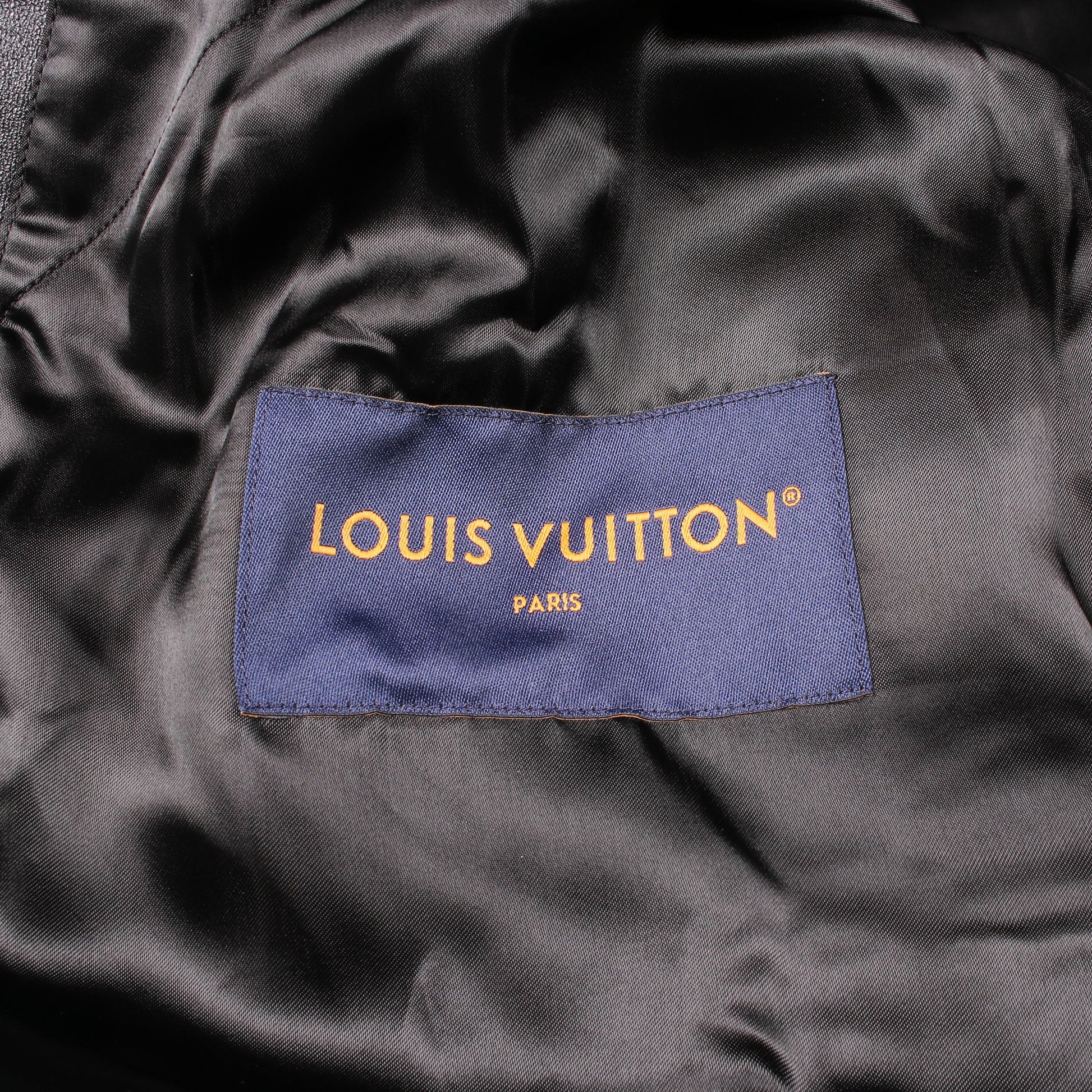 ロゴ バーシティブルゾン ボンバージャケット レザー ウール ブラック ルイヴィトン アウター LOUIS VUITTON