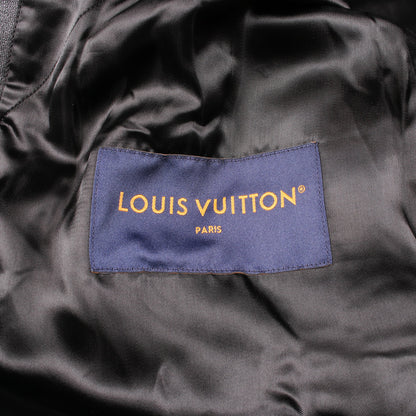 ロゴ バーシティブルゾン ボンバージャケット レザー ウール ブラック ルイヴィトン アウター LOUIS VUITTON
