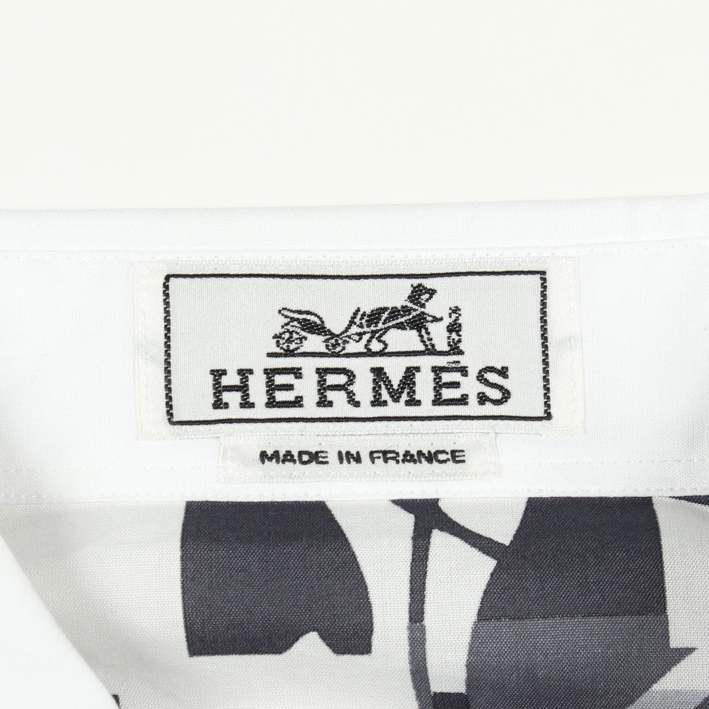 セリエボタン バックプリント 長袖 シャツ コットン ホワイト グレー エルメス トップス HERMES