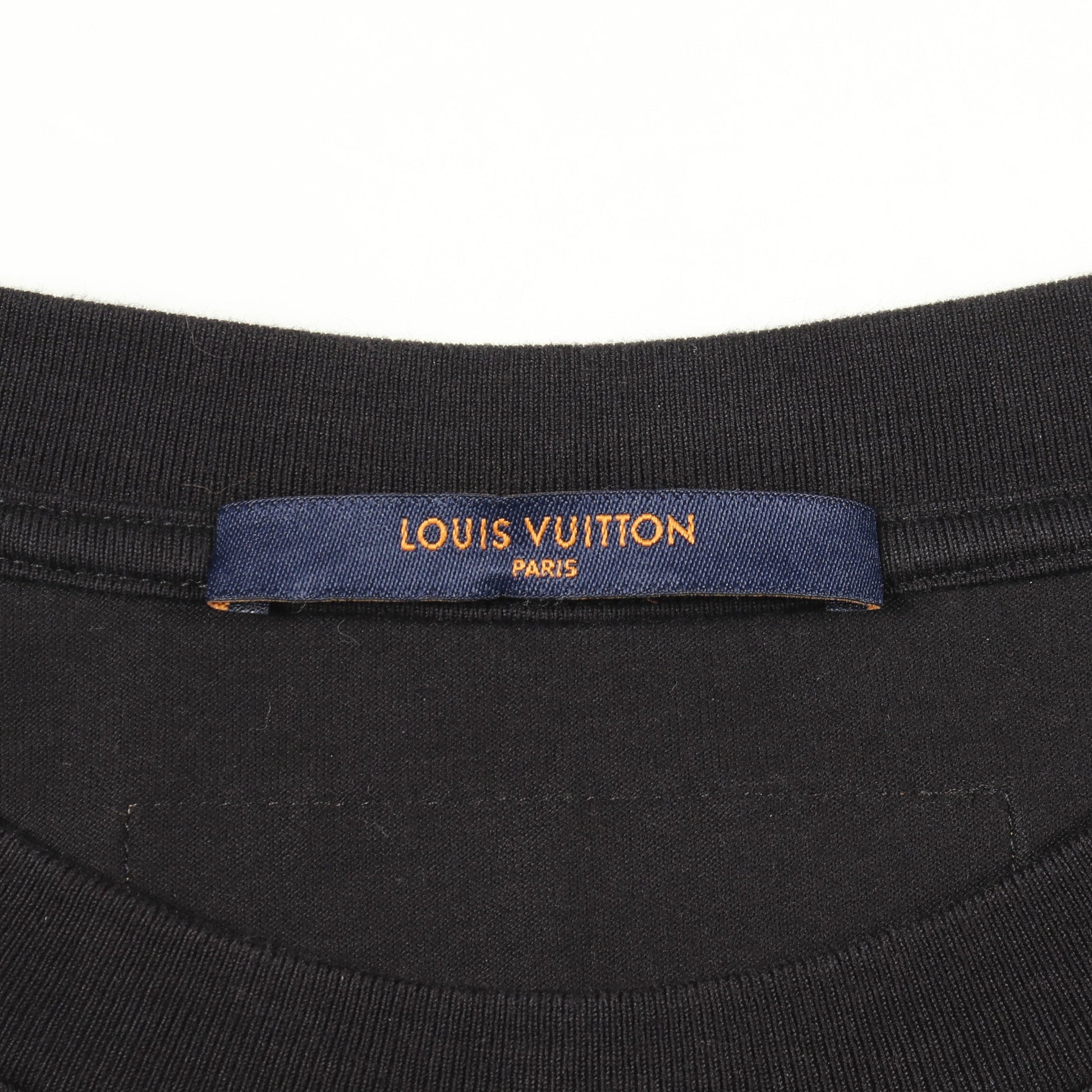 LVフェード プリンテッド ロングスリーブ 長袖Tシャツ コットン ブラック マルチカラー ルイヴィトン トップス LOUIS VUITTON