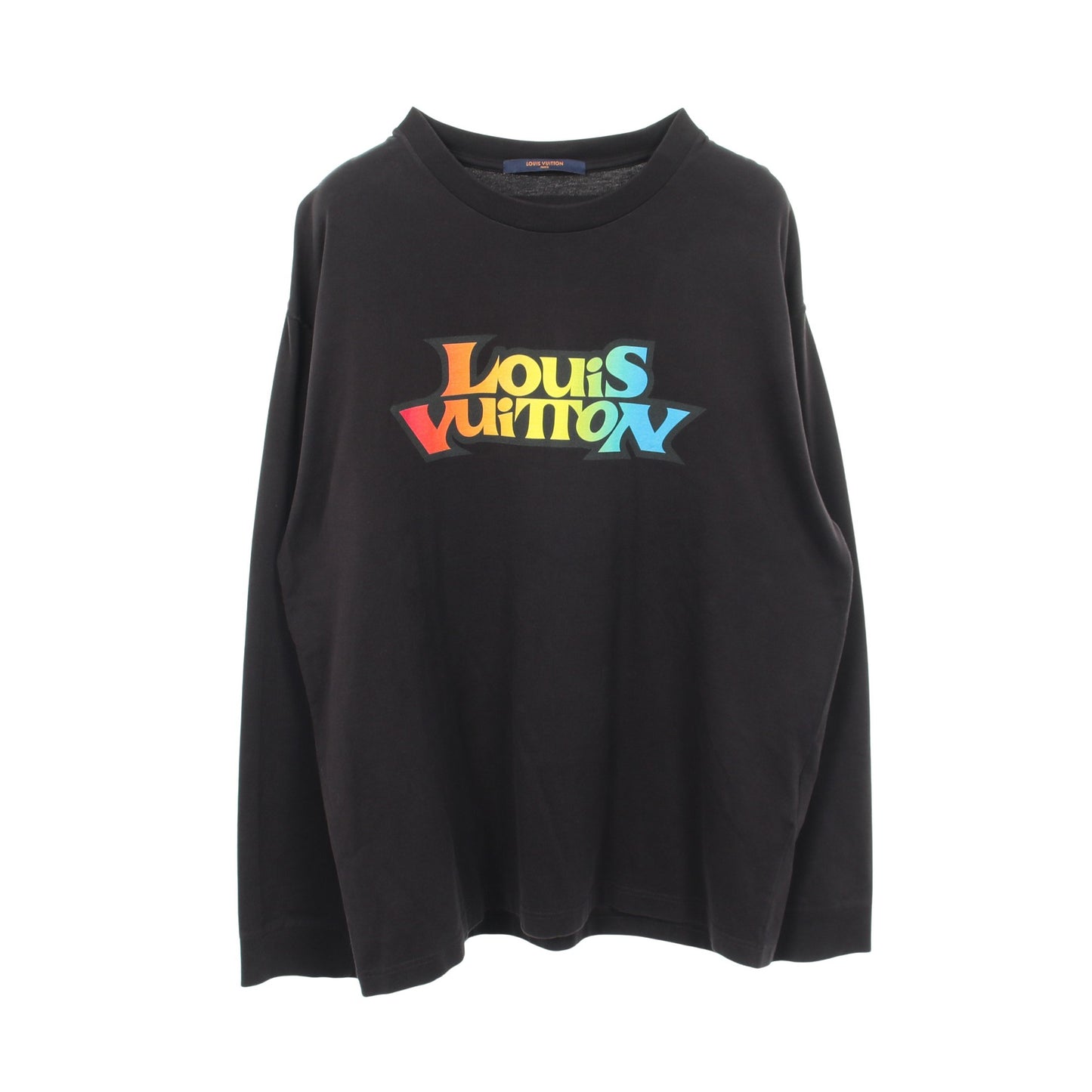 LVフェード プリンテッド ロングスリーブ 長袖Tシャツ コットン ブラック マルチカラー ルイヴィトン トップス LOUIS VUITTON