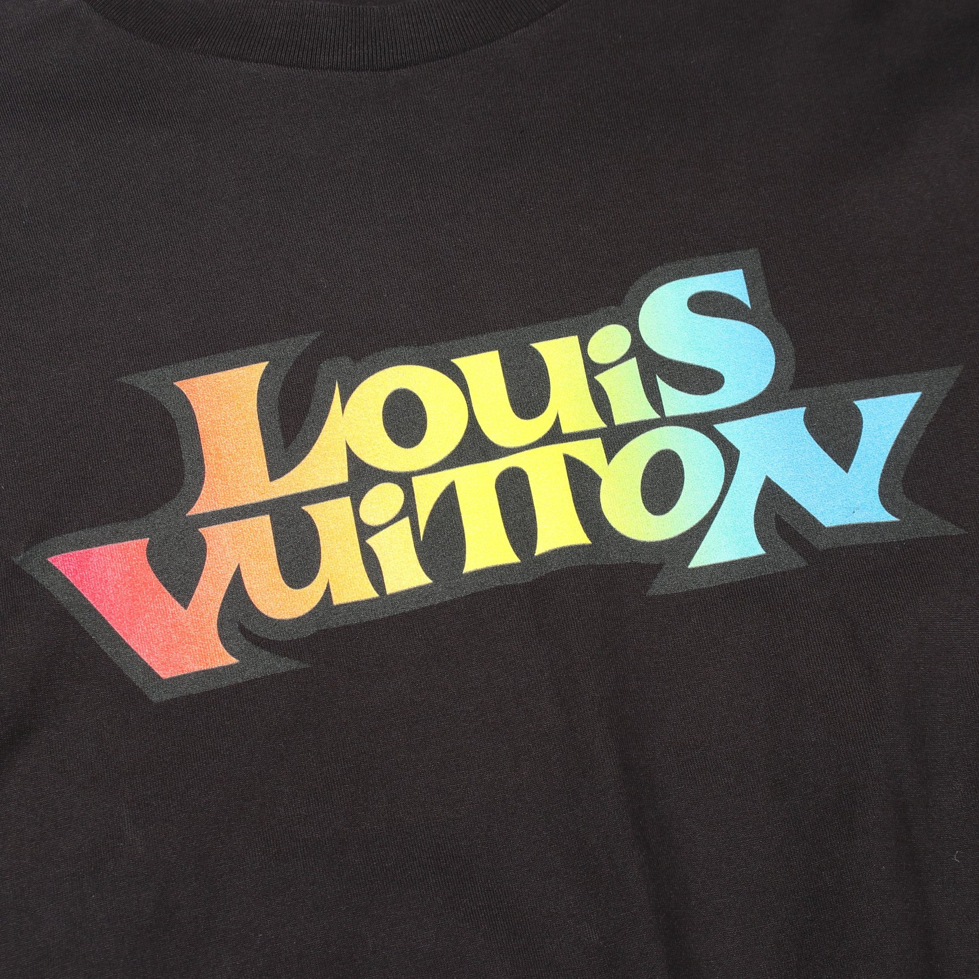 LVフェード プリンテッド ロングスリーブ 長袖Tシャツ コットン ブラック マルチカラー ルイヴィトン トップス LOUIS VUITTON
