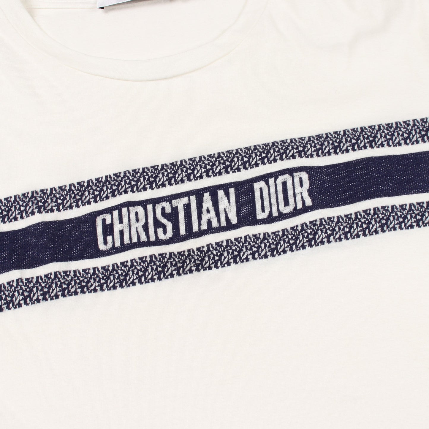 シグネチャーバンド 半袖Tシャツ コットン ホワイト ネイビー クリスチャンディオール トップス Christian Dior
