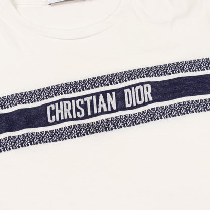 シグネチャーバンド 半袖Tシャツ コットン ホワイト ネイビー クリスチャンディオール トップス Christian Dior
