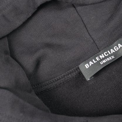 ロゴ刺繍 プルオーバーパーカー コットン ブラック バレンシアガ トップス BALENCIAGA