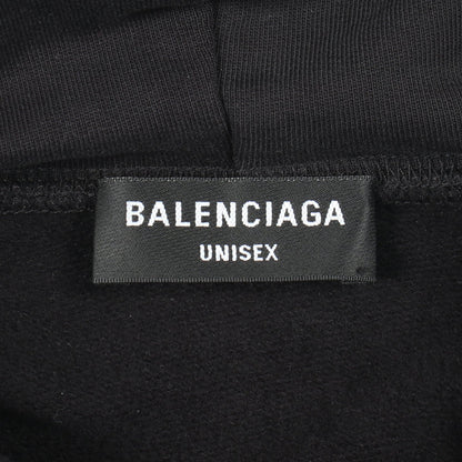 ロゴ刺繍 プルオーバーパーカー コットン ブラック バレンシアガ トップス BALENCIAGA