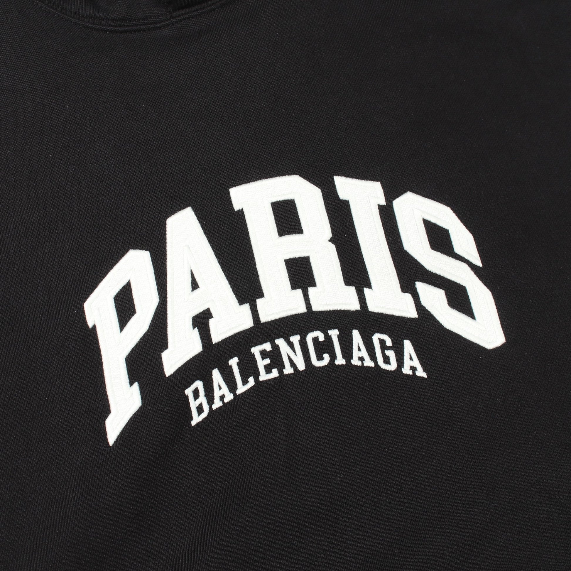 ロゴ刺繍 プルオーバーパーカー コットン ブラック バレンシアガ トップス BALENCIAGA