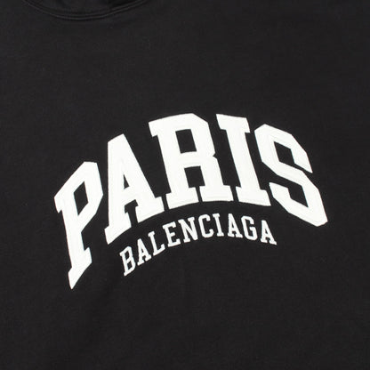 ロゴ刺繍 プルオーバーパーカー コットン ブラック バレンシアガ トップス BALENCIAGA