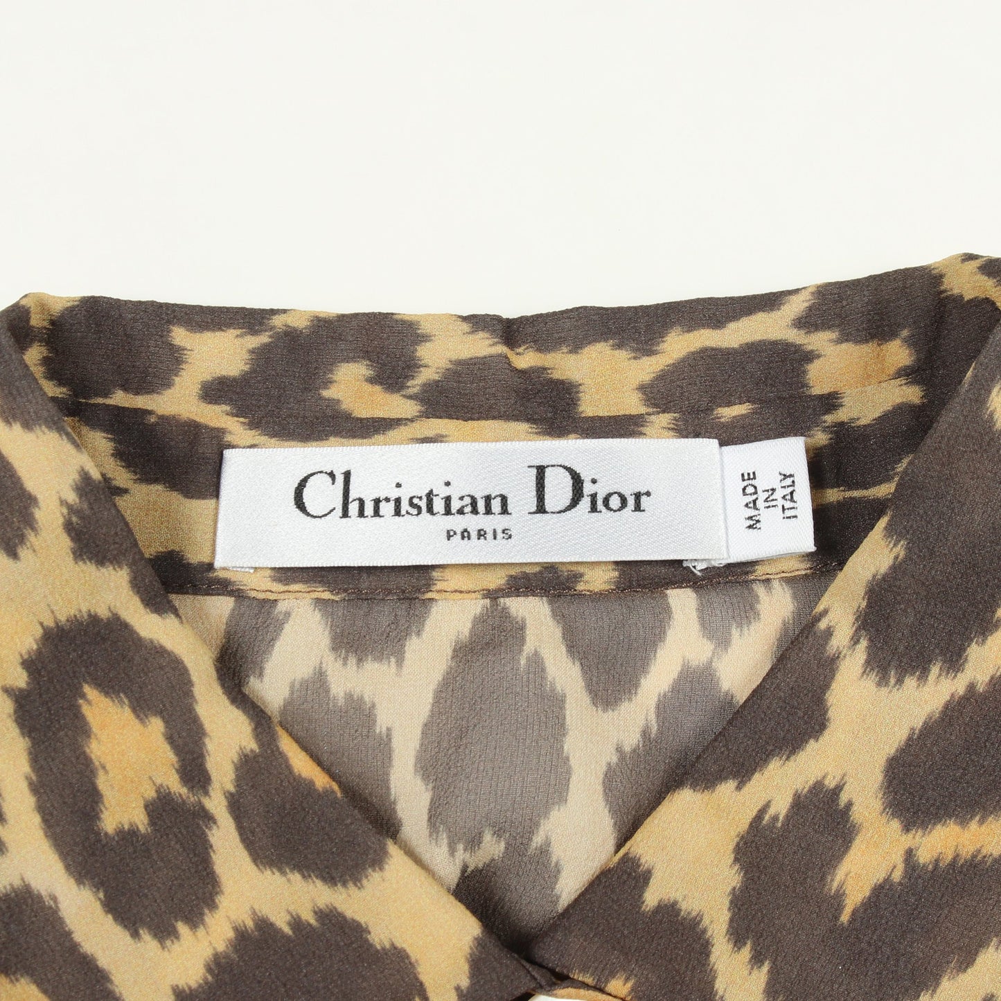 BEE刺繍 レオパード シースルー 半袖 シャツ シルク イエローブラウン ブラック クリスチャンディオール トップス Christian Dior