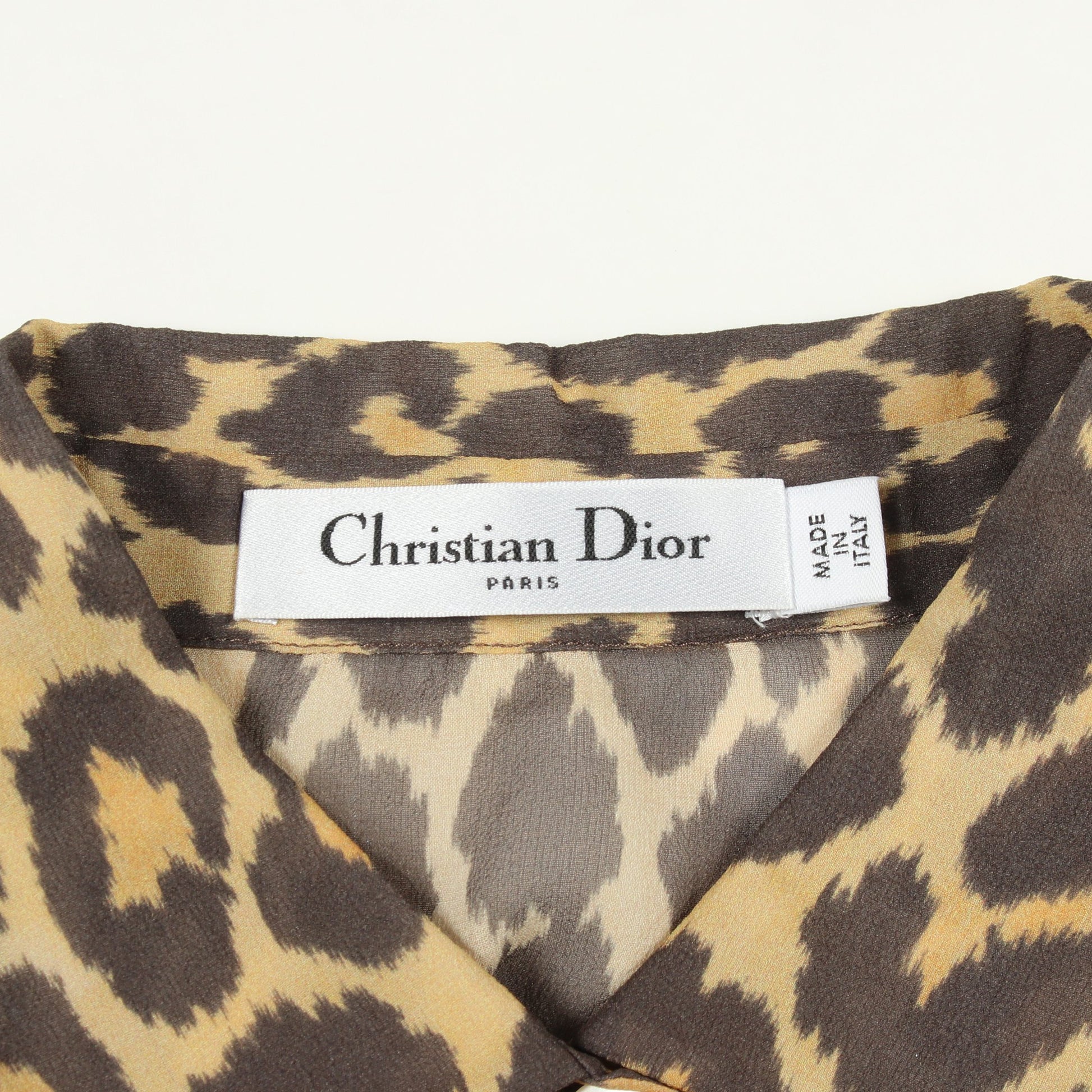BEE刺繍 レオパード シースルー 半袖 シャツ シルク イエローブラウン ブラック クリスチャンディオール トップス Christian Dior