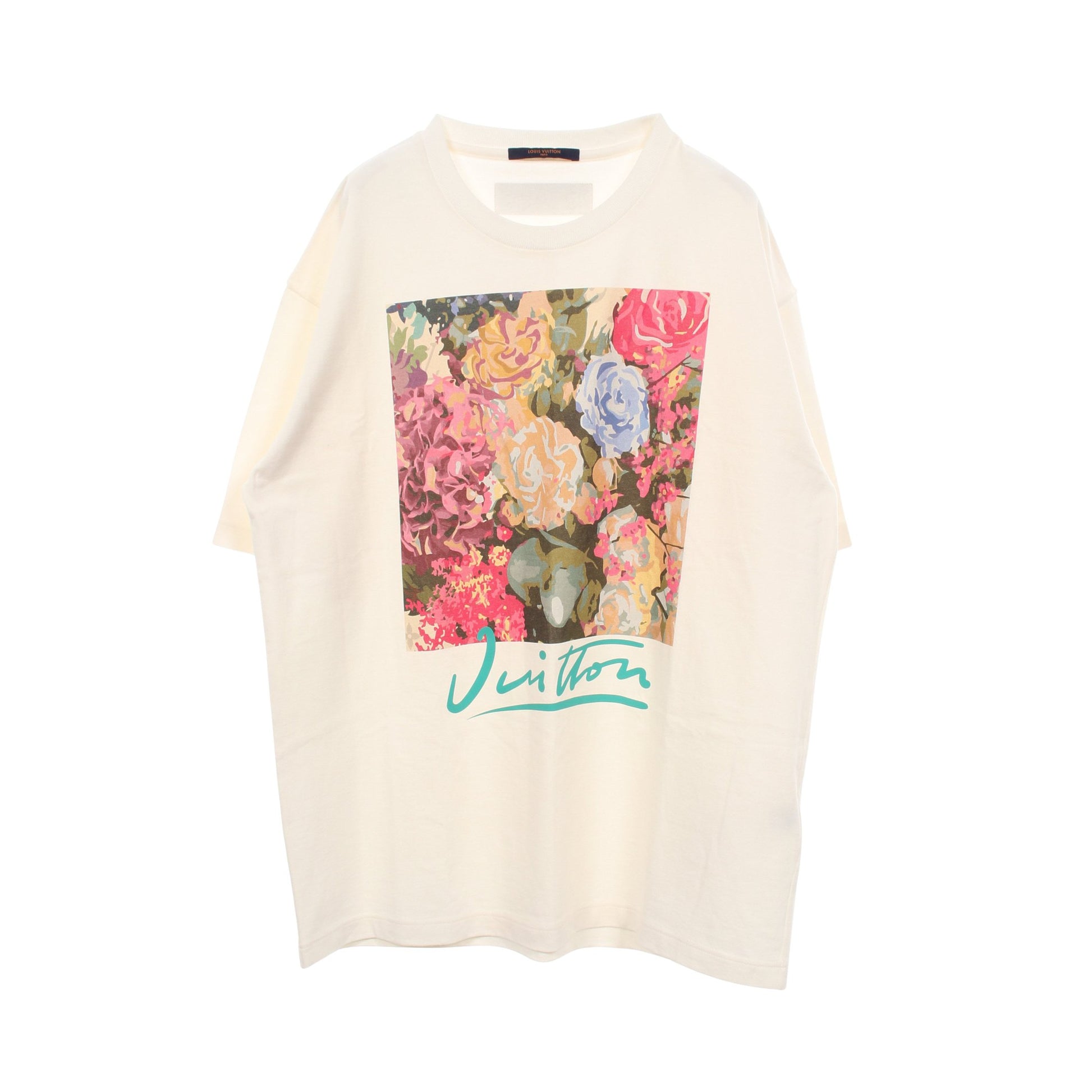 フラワータペストリープリント スウェット 半袖Tシャツ コットン ホワイト マルチカラー ルイヴィトン トップス LOUIS VUITTON
