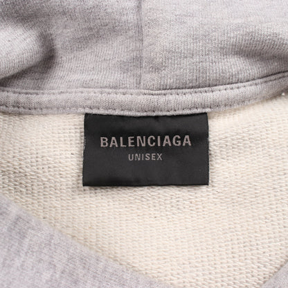 ROUND HOODIE ユーズド加工 ダメージ加工 プルオーバーパーカー コットン グレー バレンシアガ トップス BALENCIAGA
