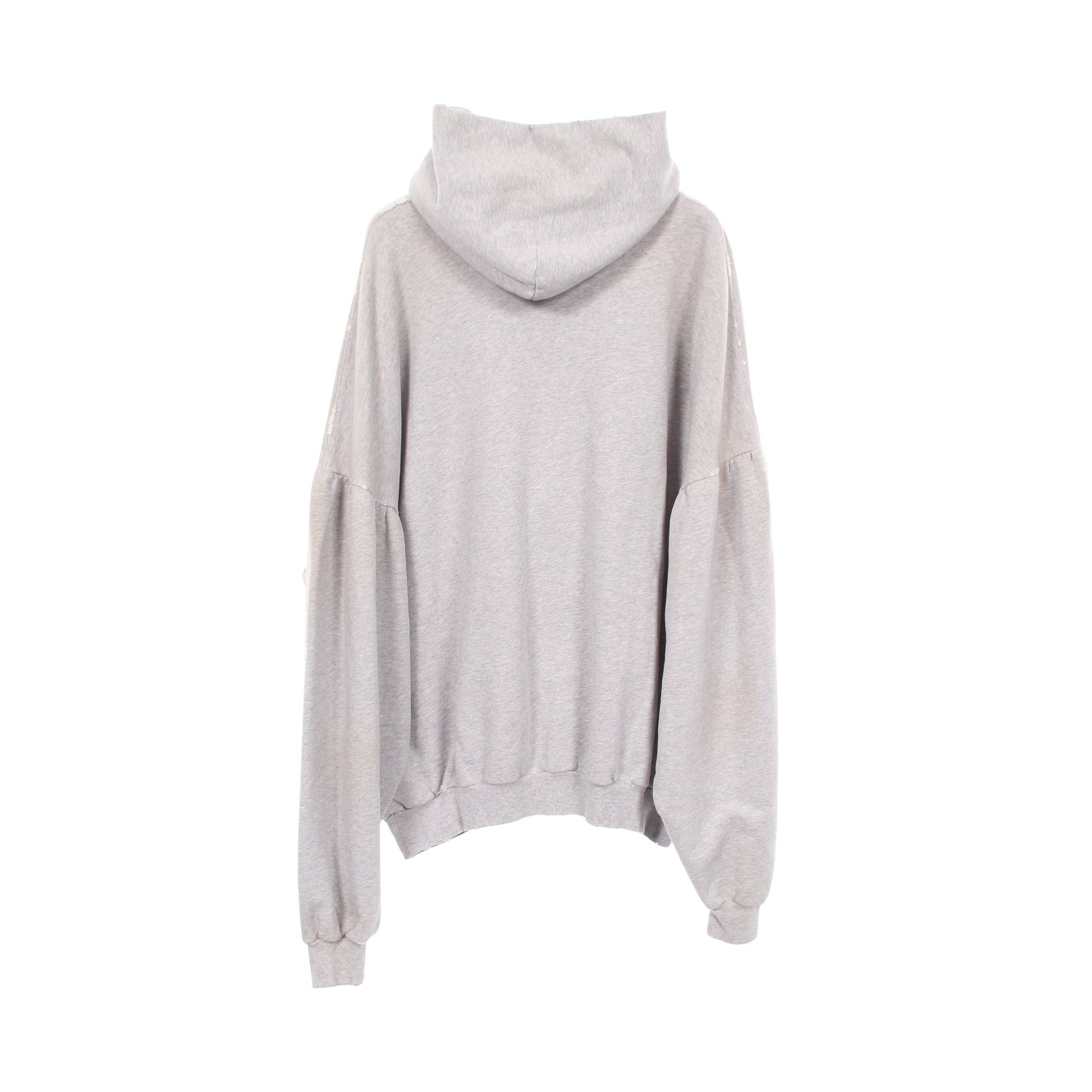 ROUND HOODIE ユーズド加工 ダメージ加工 プルオーバーパーカー コットン グレー バレンシアガ トップス BALENCIAGA