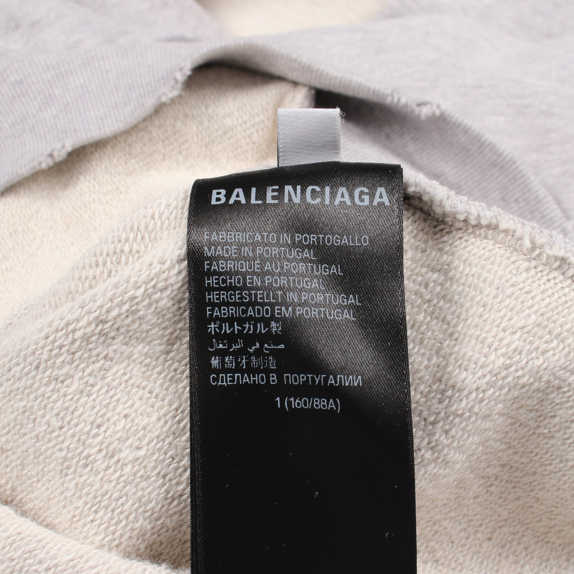 ROUND HOODIE ユーズド加工 ダメージ加工 プルオーバーパーカー コットン グレー バレンシアガ トップス BALENCIAGA