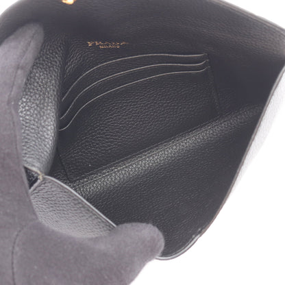 VITELLO GRAIN エンベロップ 二つ折り長財布 レザー ブラック プラダ