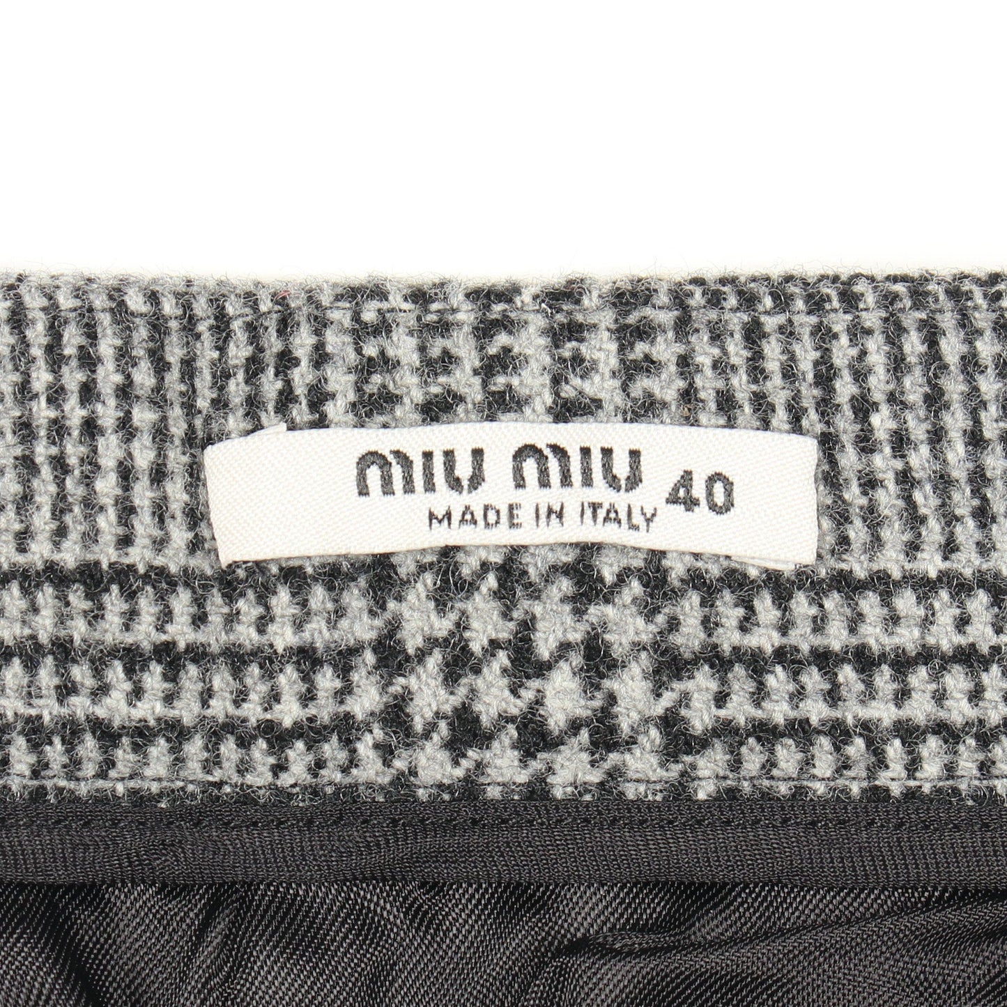 チェック柄 ラインストーン スカート ウール グレー ブラック ミュウミュウ ボトムス miu miu