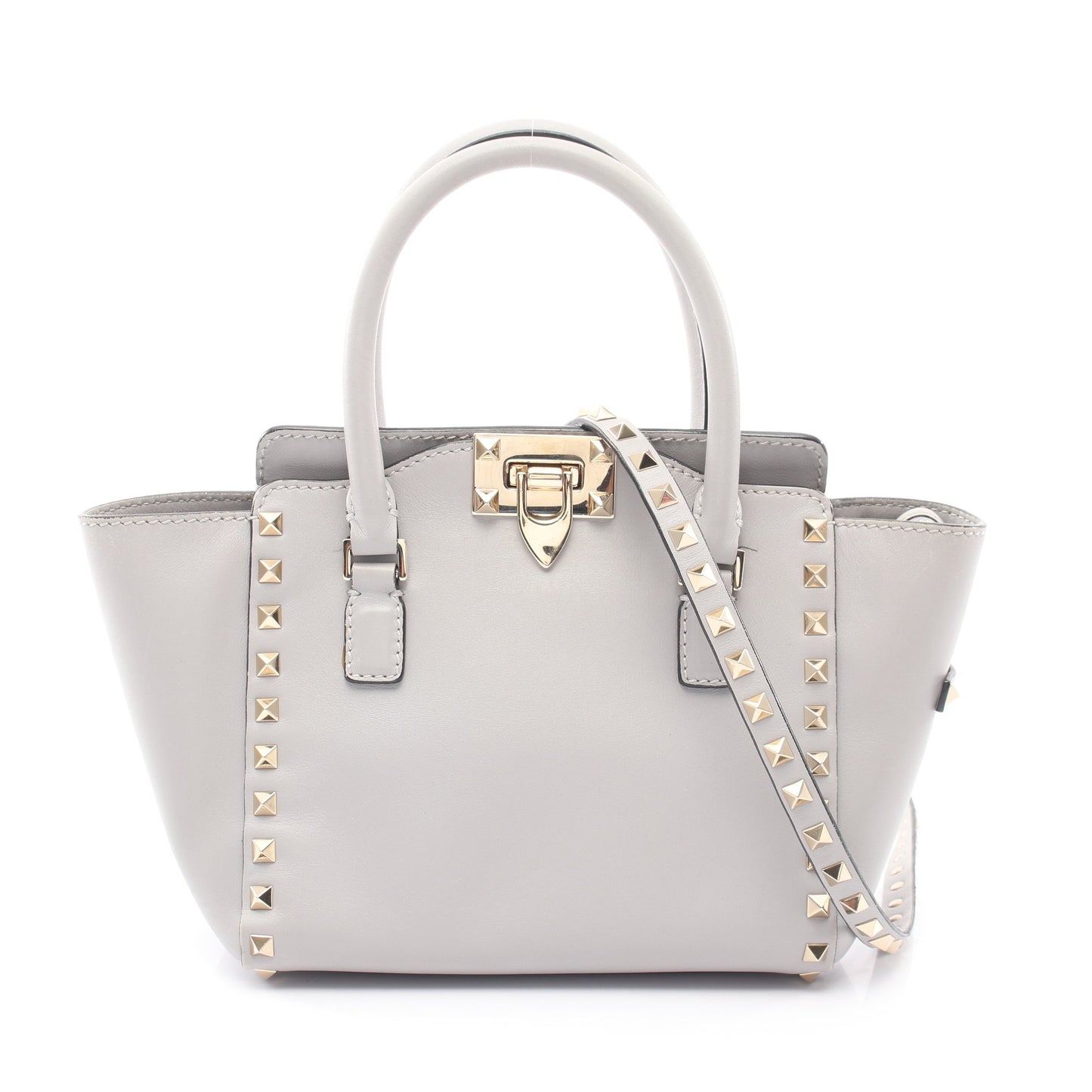 ロックスタッズ 2WAY ハンドバッグ レザー ライトグレー ヴァレンティノガラヴァーニ バッグ VALENTINO GARAVANI