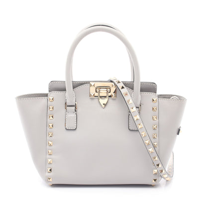 ロックスタッズ 2WAY ハンドバッグ レザー ライトグレー ヴァレンティノガラヴァーニ バッグ VALENTINO GARAVANI