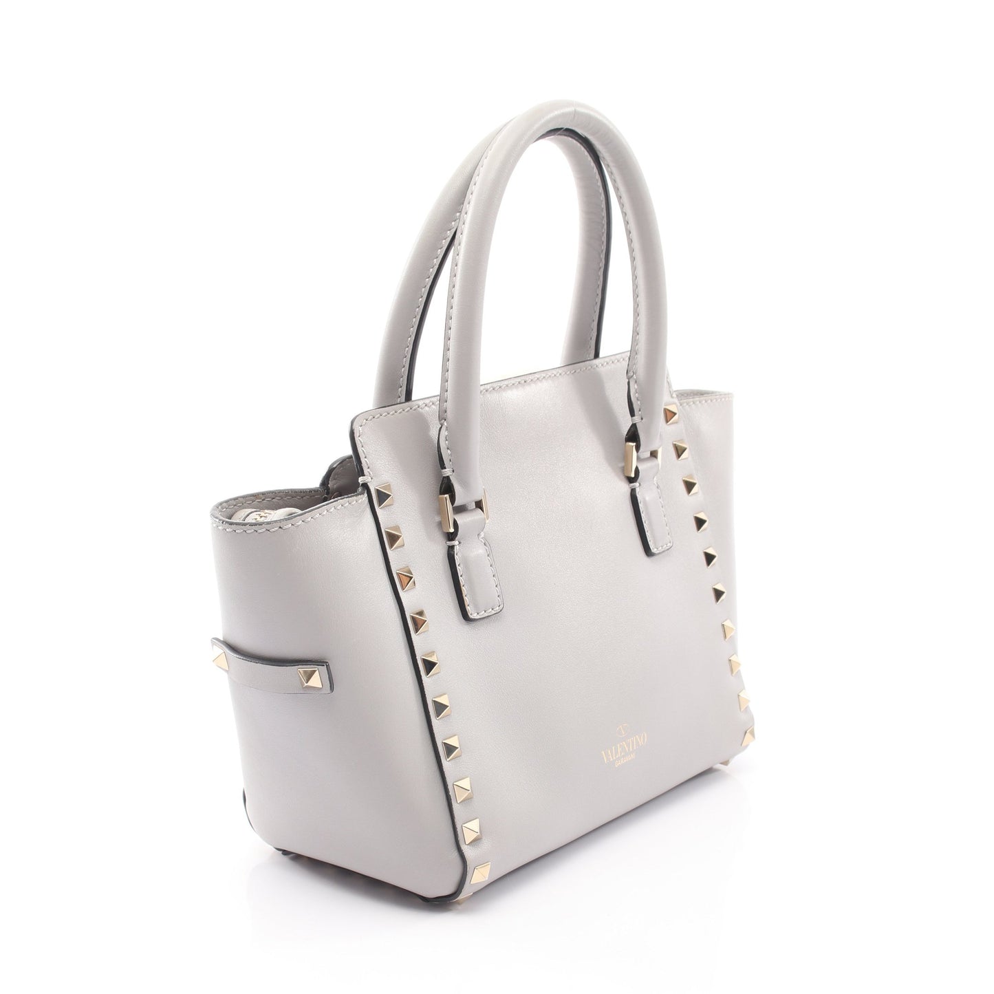 ロックスタッズ 2WAY ハンドバッグ レザー ライトグレー ヴァレンティノガラヴァーニ バッグ VALENTINO GARAVANI