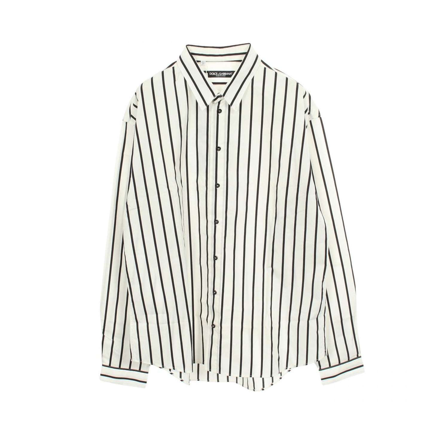 ストライプ 長袖 シャツ コットン ホワイト ブラック ドルチェアンドガッバーナ トップス DOLCE&GABBANA