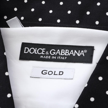 ドット切替 長袖 シャツ コットン シルク ホワイト ブラック ドルチェアンドガッバーナ トップス DOLCE&GABBANA