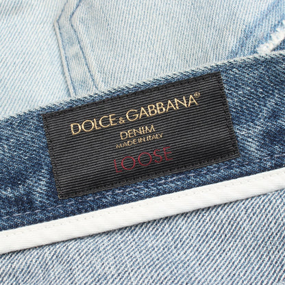 カットオフ デニムパンツ コットン インディゴブルー ブルー ライトブルー ドルチェアンドガッバーナ ボトムス DOLCE&GABBANA