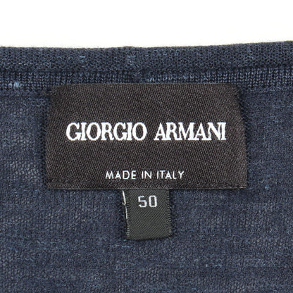 ロゴ刺繍 ニット シルク カシミヤ ネイビー ジョルジオアルマーニ トップス GIORGIO ARMANI