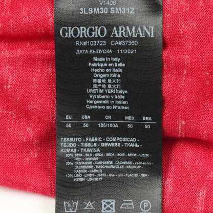 ロゴ刺繍 長袖 ニット シルク カシミヤ レッド ホワイト ジョルジオアルマーニ