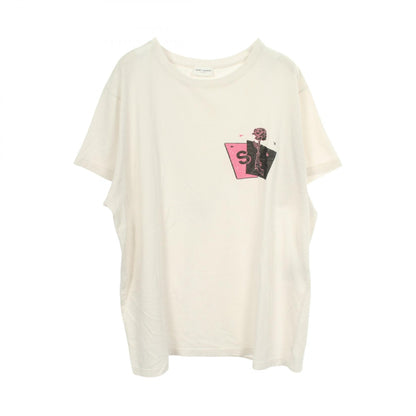 プリント 半袖Tシャツ コットン ライトグレー サンローランパリ