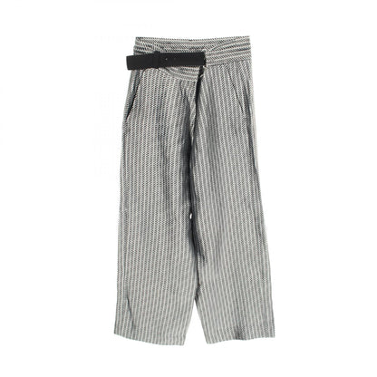 総柄 ベルト付き ワイドパンツ グレー ブラック ジョルジオアルマーニ ボトムス GIORGIO ARMANI