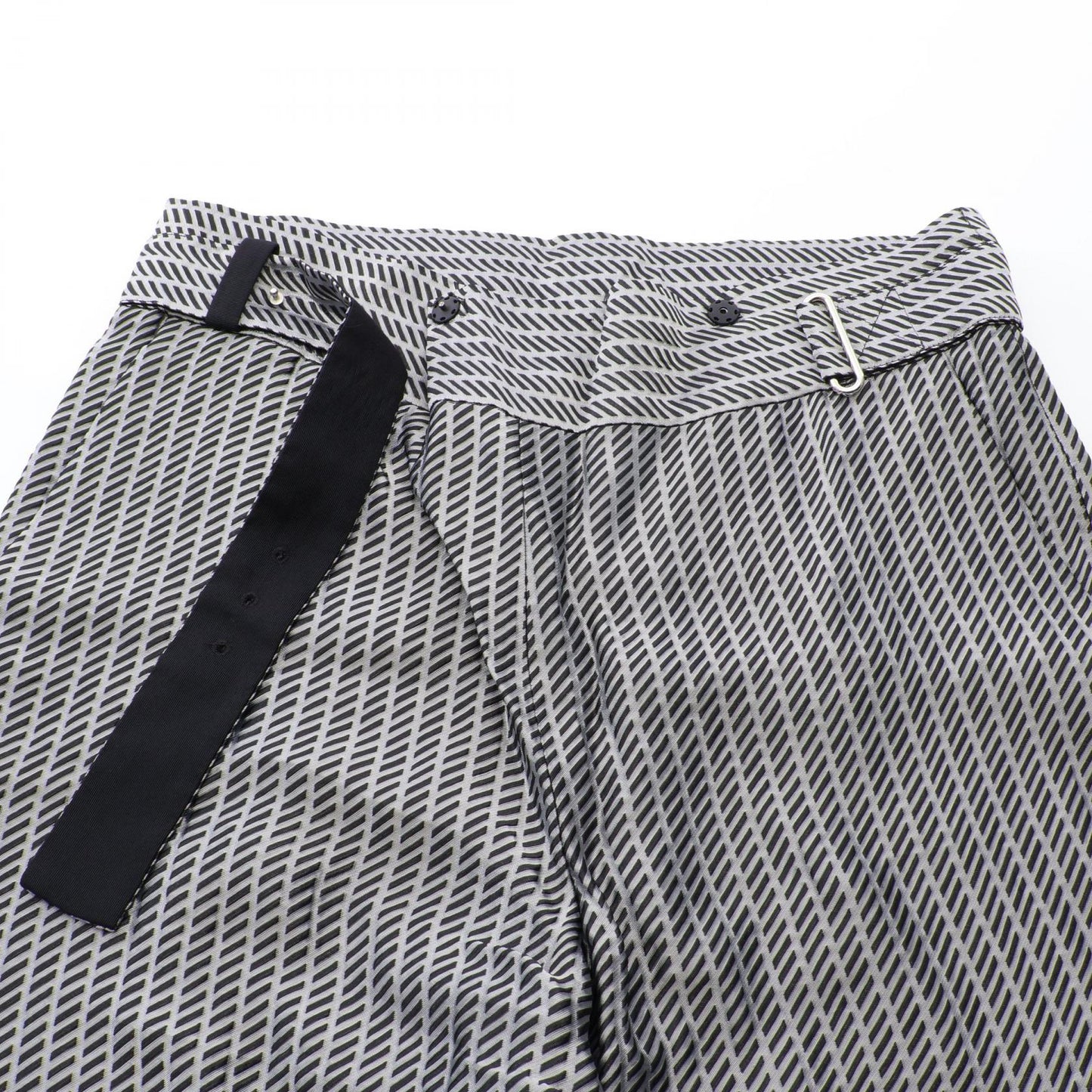 総柄 ベルト付き ワイドパンツ グレー ブラック ジョルジオアルマーニ ボトムス GIORGIO ARMANI