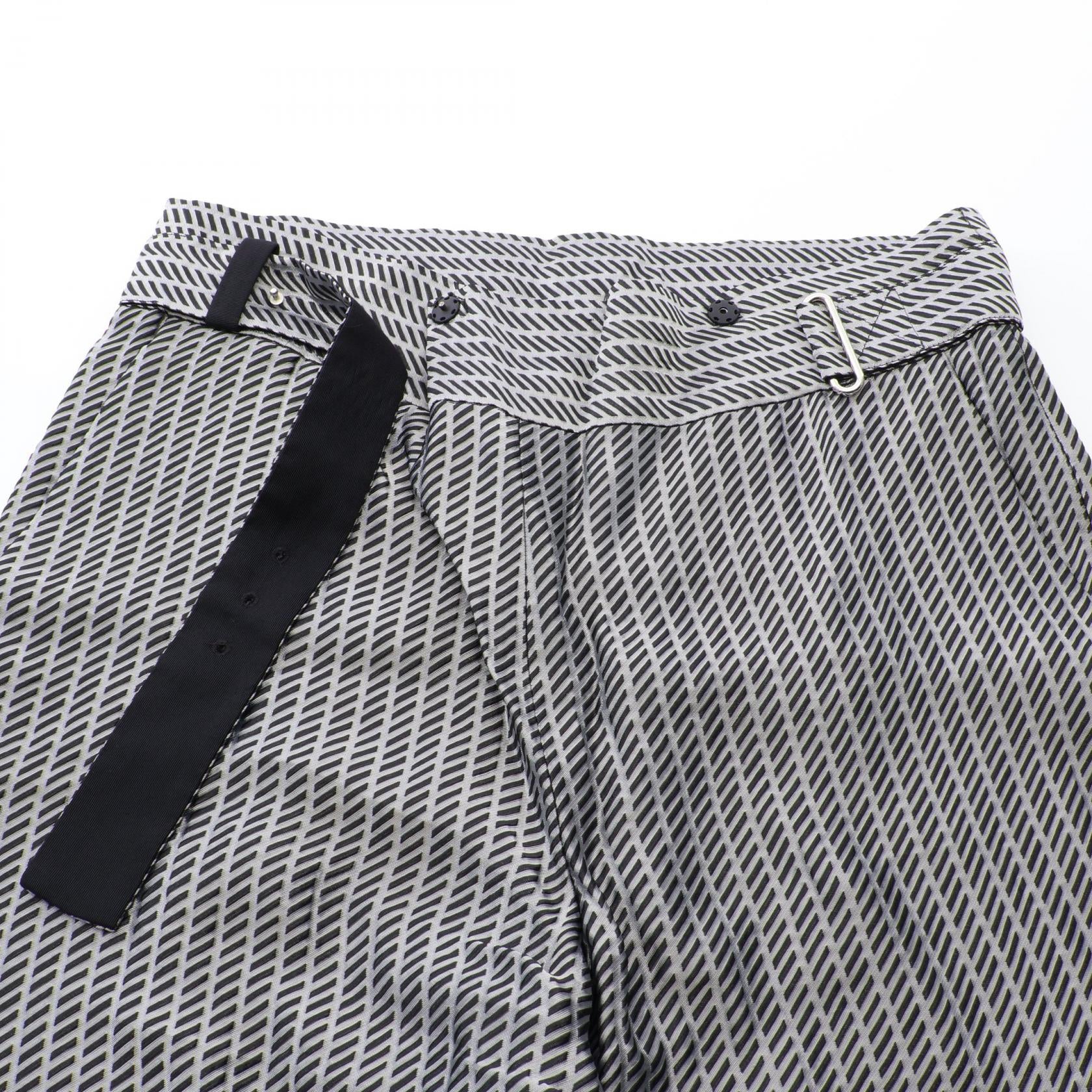 総柄 ベルト付き ワイドパンツ グレー ブラック ジョルジオアルマーニ ボトムス GIORGIO ARMANI