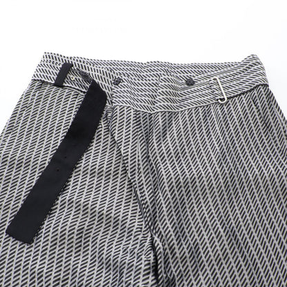 総柄 ベルト付き ワイドパンツ グレー ブラック ジョルジオアルマーニ ボトムス GIORGIO ARMANI
