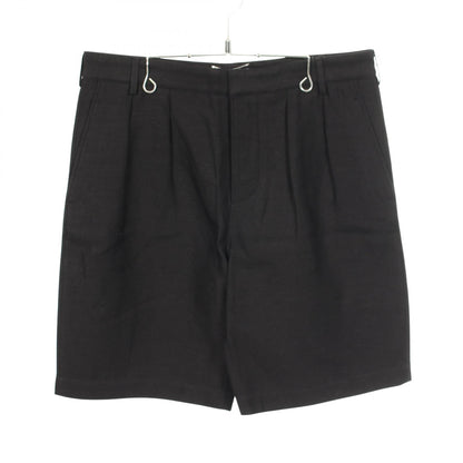 ハーフ パンツ リネン コットン ブラック サンローランパリ