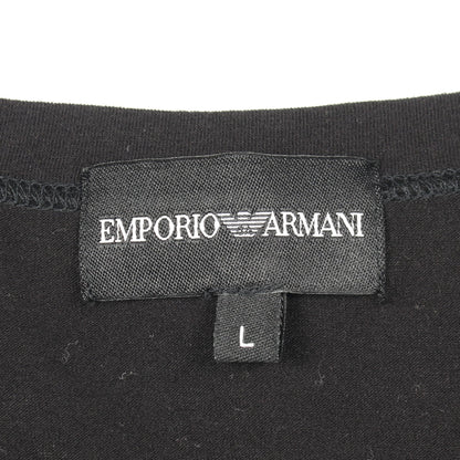 ロゴ刺繍 ヘンリーネック 長袖Tシャツ コットン ブラック エンポリオアルマーニ