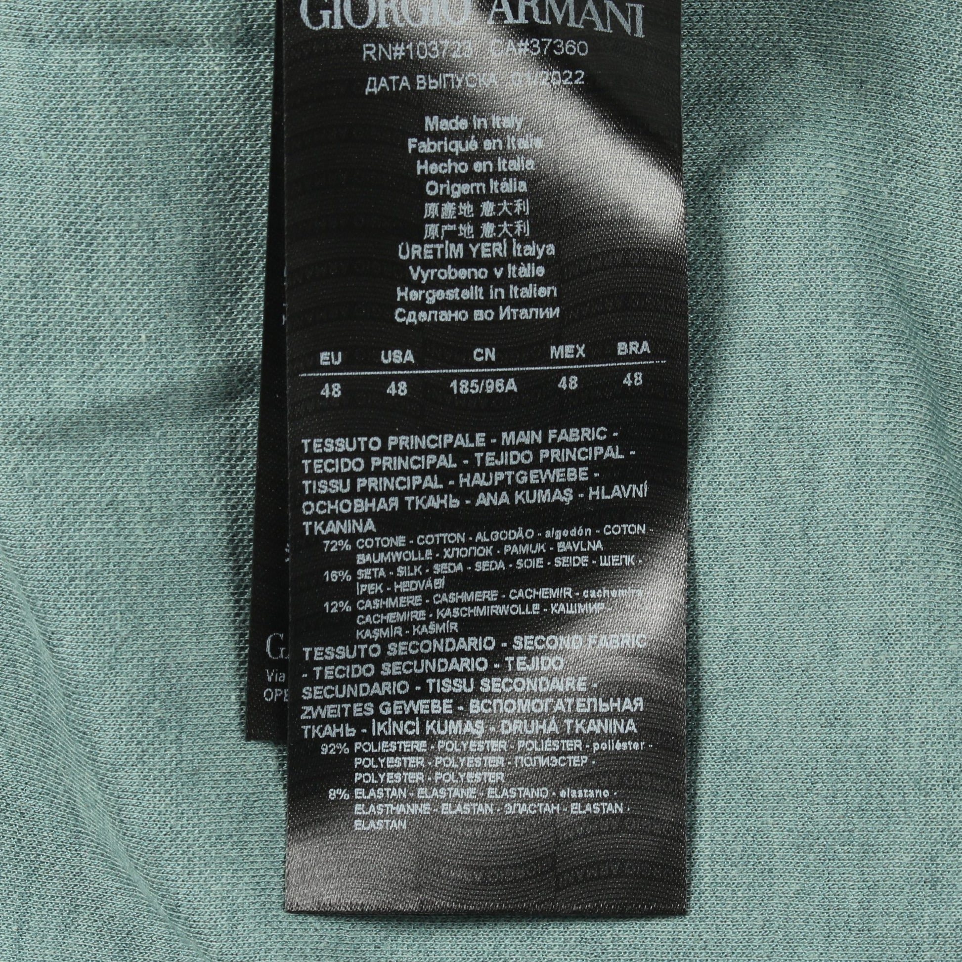 長袖 ポロシャツ コットン シルク グリーン ジョルジオアルマーニ トップス GIORGIO ARMANI