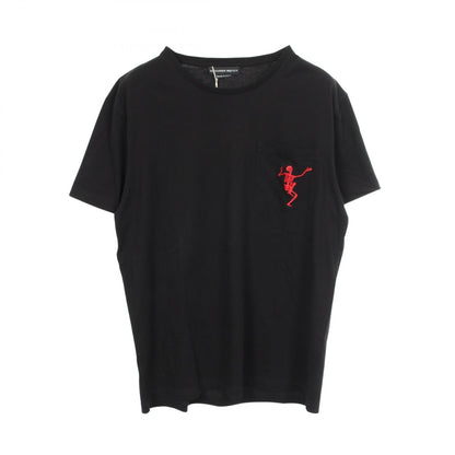 スカル刺繍 クルーネック 半袖Tシャツ コットン ブラック アレキサンダーマックイーン