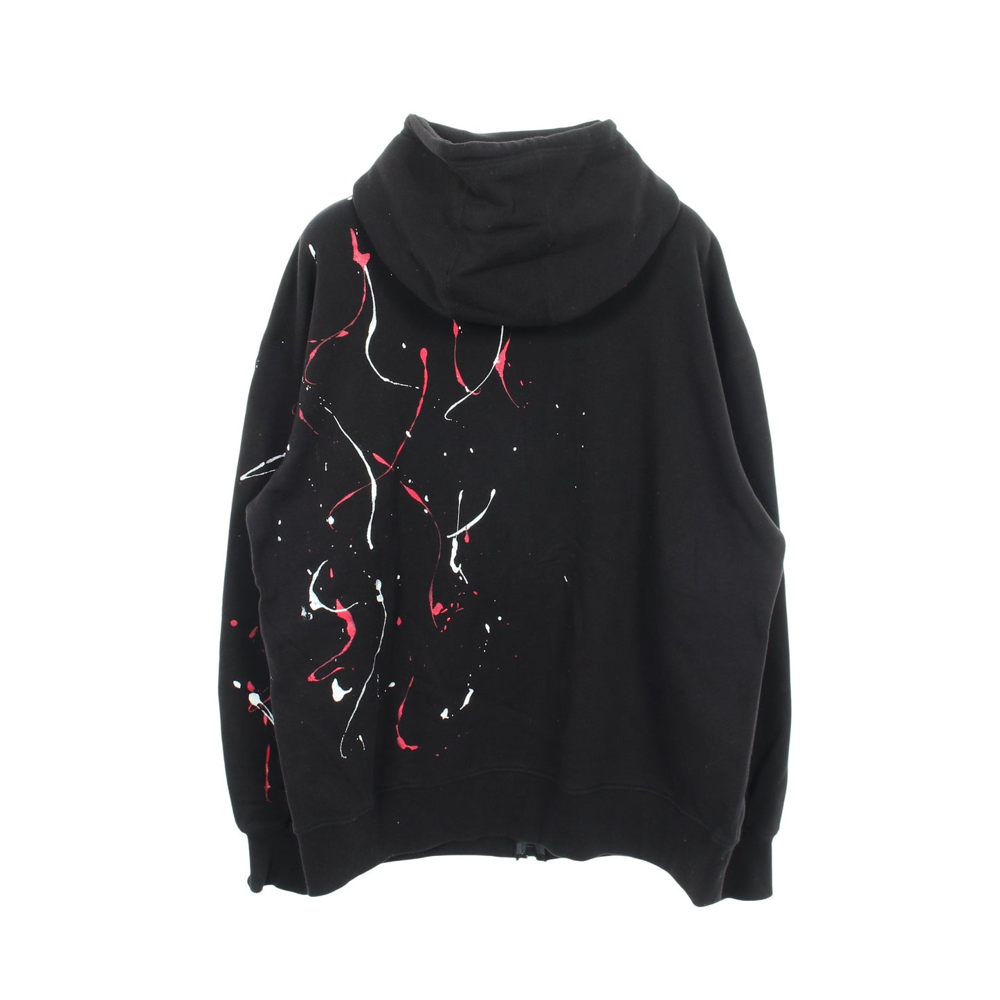 FRENCH TERRY SPLASH PAINTED ZIP-UP HOODIE RED ペイント加工 ジップアップパーカー コットン ブラック サイト