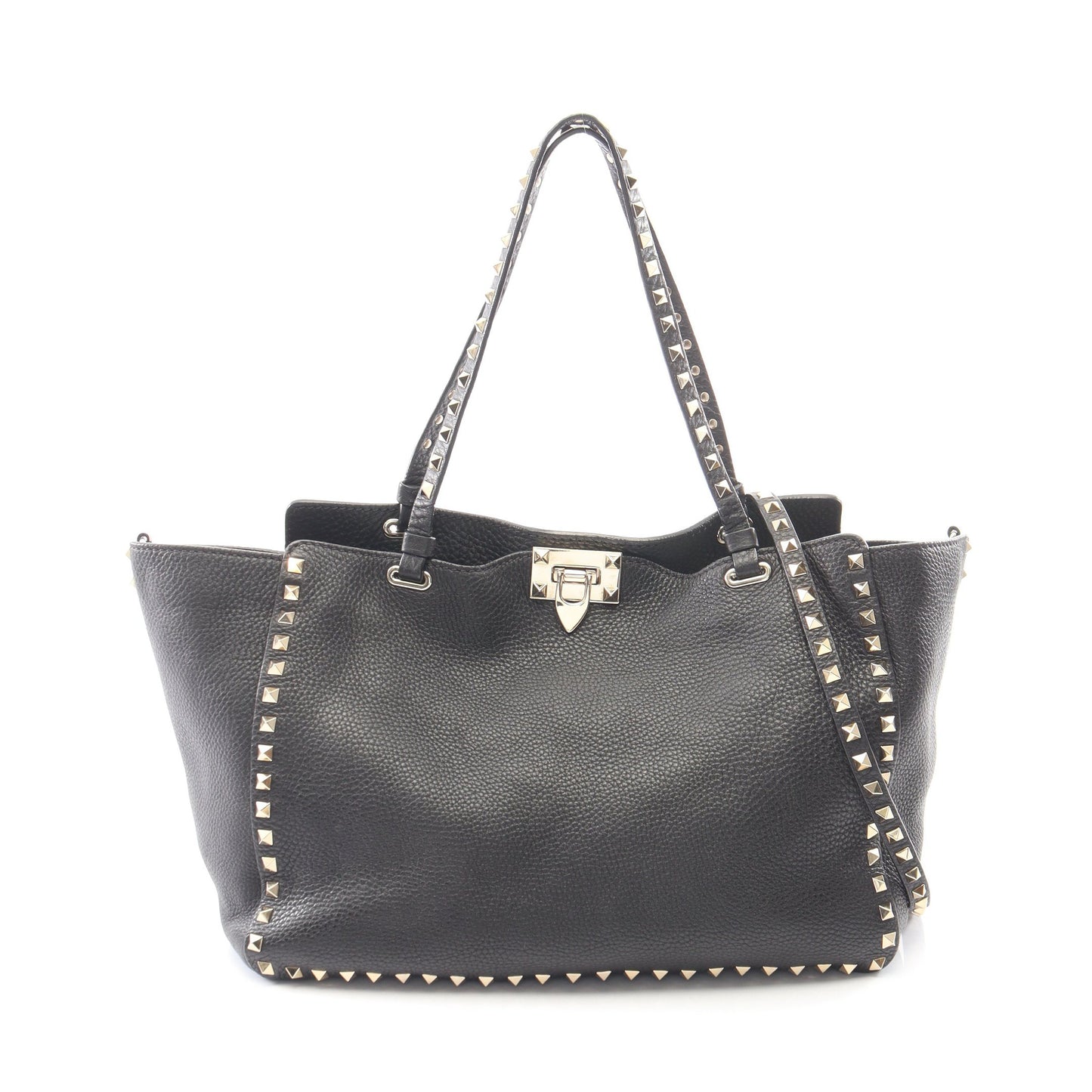 ロックスタッズ 2WAY ハンドバッグ トートバッグ レザー ブラック ヴァレンティノガラヴァーニ バッグ VALENTINO GARAVANI