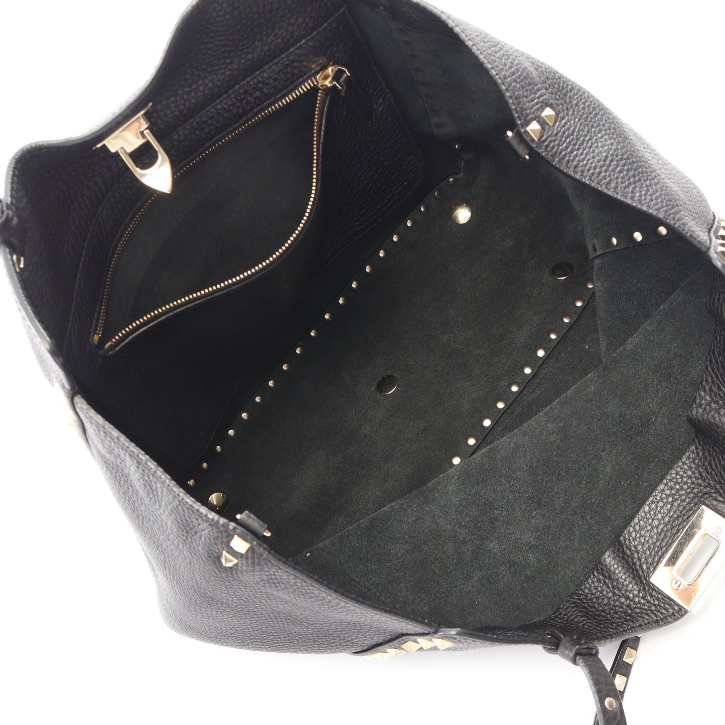 ロックスタッズ 2WAY ハンドバッグ トートバッグ レザー ブラック ヴァレンティノガラヴァーニ バッグ VALENTINO GARAVANI